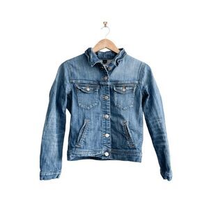 J Crew Womens Denim Jacket Button Front Long Sleeve Blue Wash XS